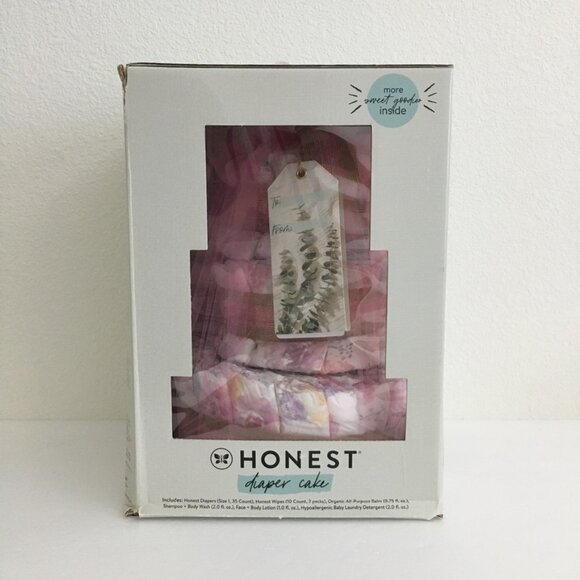 HONEST Diaper Cake Set Diaper/Wipe/Balm/Body Wash/Body Lotion/Laundry Detergent - Picture 1 of 10